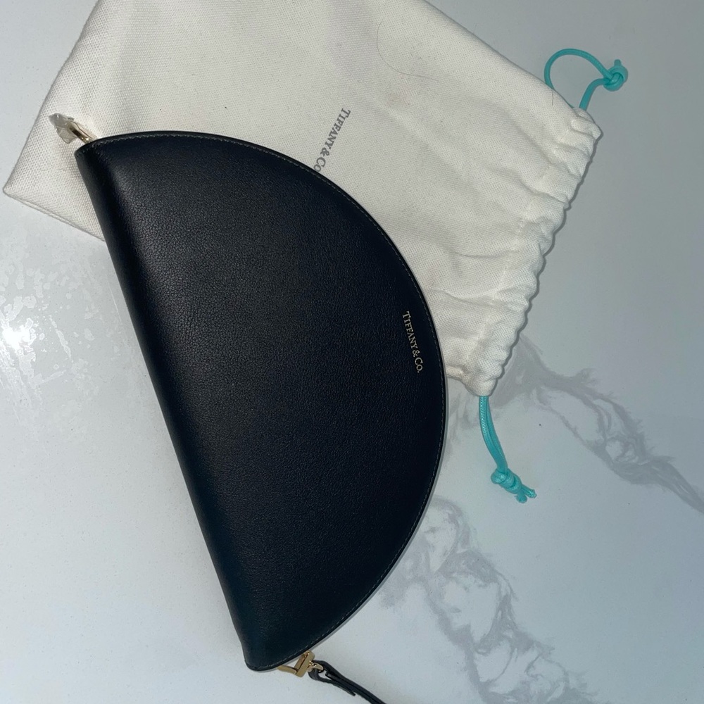 Tiffany & Co Half Moon Black Leather Wallet